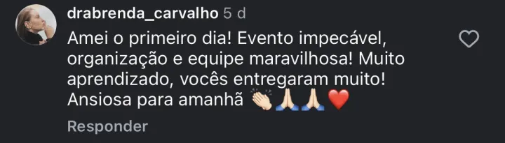 Comentário de participante da Imersão PQV