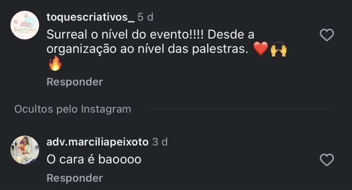 Comentário de participante da Imersão PQV