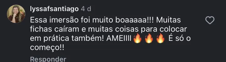 Comentário de participante da Imersão PQV