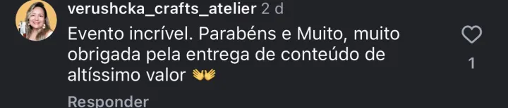 Comentário de participante da Imersão PQV