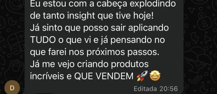 Comentário de participante da Imersão PQV