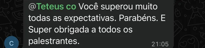 Comentário de participante da Imersão PQV