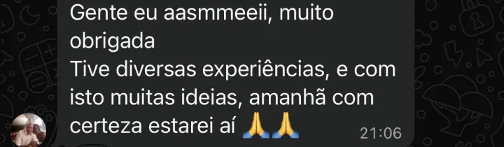 Comentário de participante da Imersão PQV