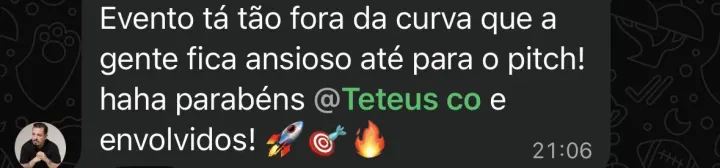 Comentário de participante da Imersão PQV