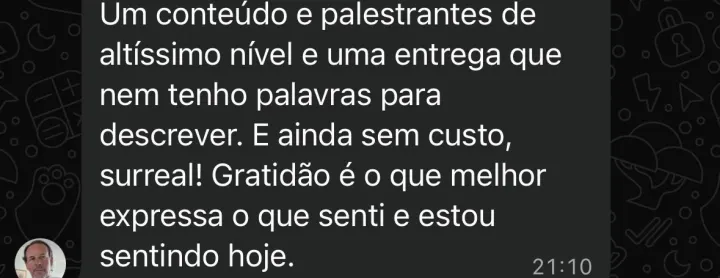 Comentário de participante da Imersão PQV