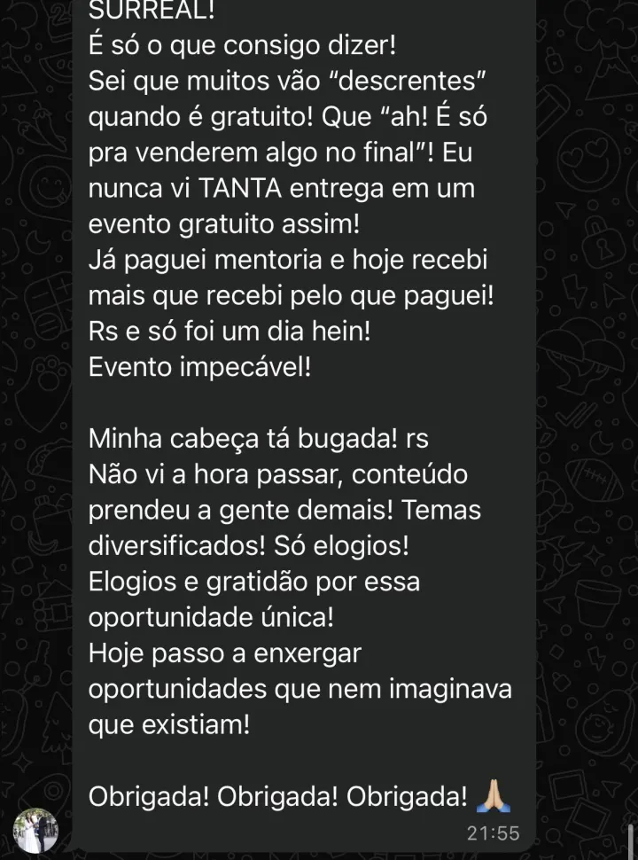 Comentário de participante da Imersão PQV
