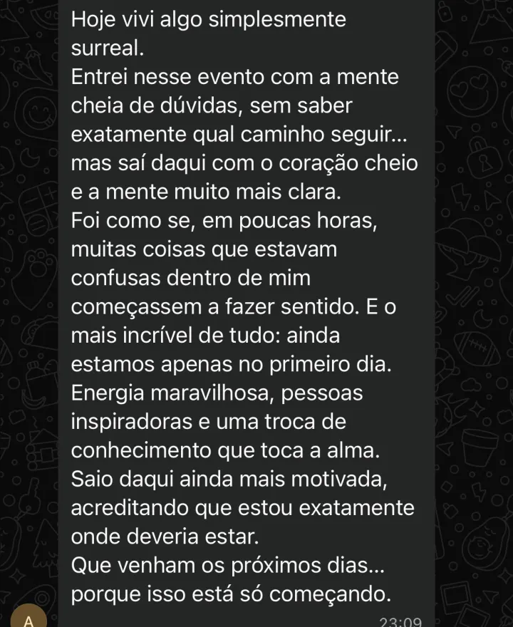 Comentário de participante da Imersão PQV